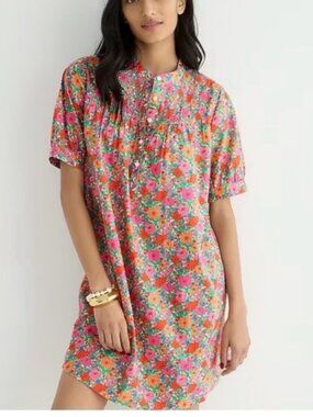 J. Crew made with Liberty fabric  Floral Pintuck Shift Dress sz S/XS